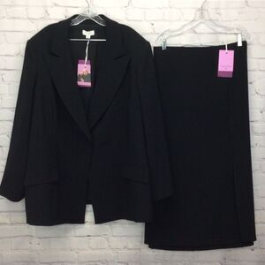 Sergio Hudson Suit Blazer & Skirt Women's Size 4x Black Business Formal Academia